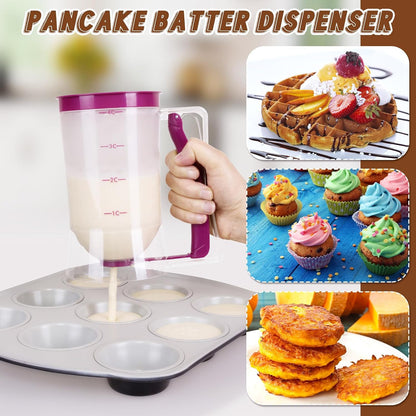 2 Pcs Cupcake Batter Dispenser Pancake Mix Dispenser 4 Cups with Squeeze Handle Tools for Pancake, Cupcake, Cookie, Cake, Waffles, Ice Cream Baking Gifts for Kitchen Housewarming (White)