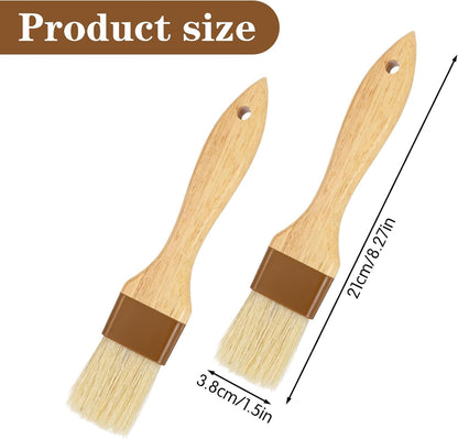 2PCS Basting Brush for Cooking, Boar Bristle Pastry Brush, Hardwood Handles Oil Brush for Barbecue Butter Grill Barbecue Sauce Baster Marinade Kitchen Food Cooking Brushes