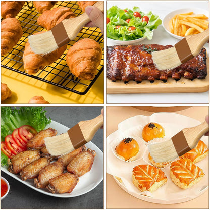 2PCS Basting Brush for Cooking, Boar Bristle Pastry Brush, Hardwood Handles Oil Brush for Barbecue Butter Grill Barbecue Sauce Baster Marinade Kitchen Food Cooking Brushes