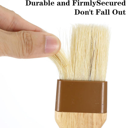 2PCS Basting Brush for Cooking, Boar Bristle Pastry Brush, Hardwood Handles Oil Brush for Barbecue Butter Grill Barbecue Sauce Baster Marinade Kitchen Food Cooking Brushes