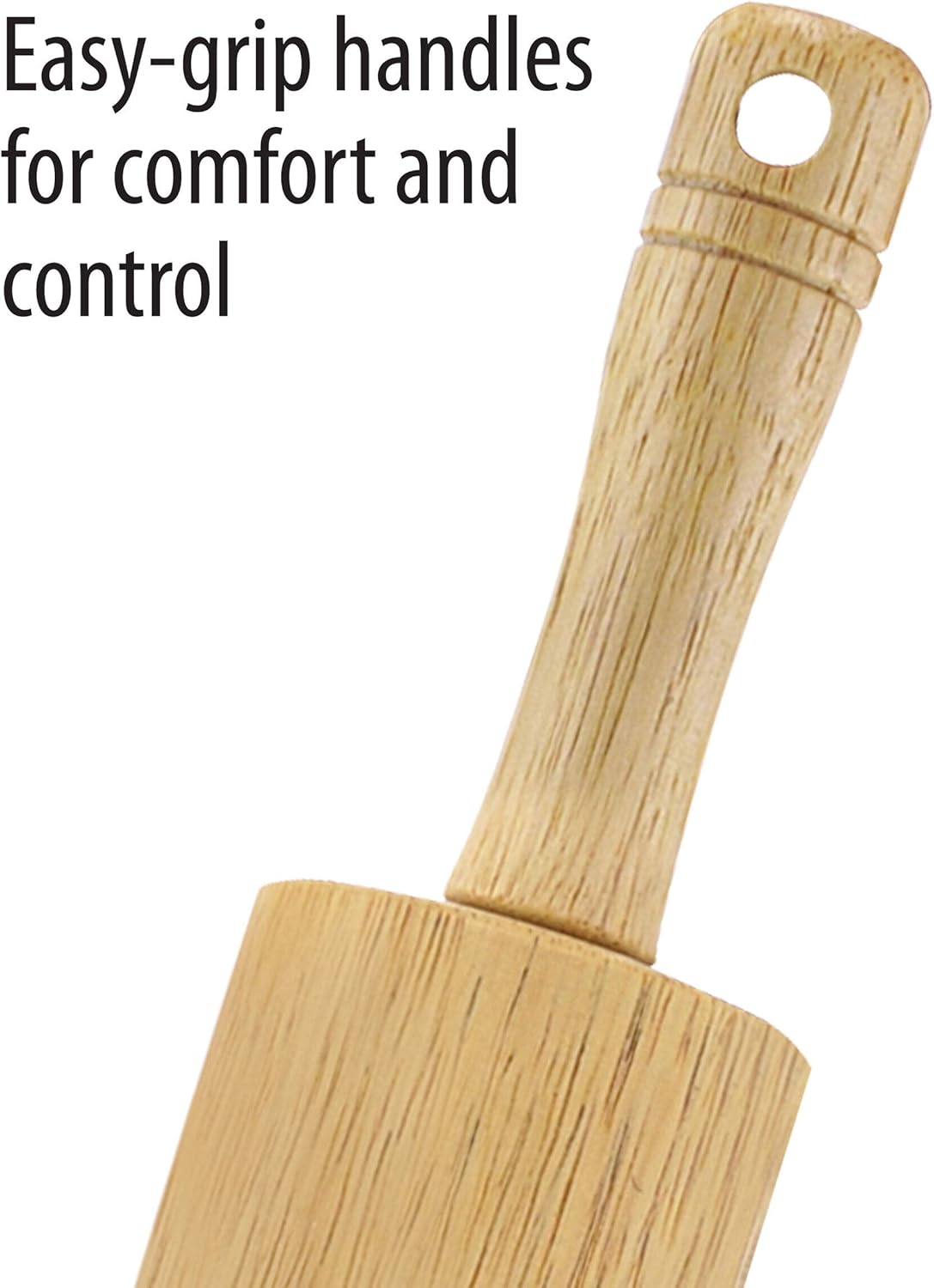 Classic Wood Rolling Pin, 18-Inch Hardwood Dough Roller for Baking Pizza, Pies, Pastry and Cookies, Ergonomic Handles, Kitchen Essential