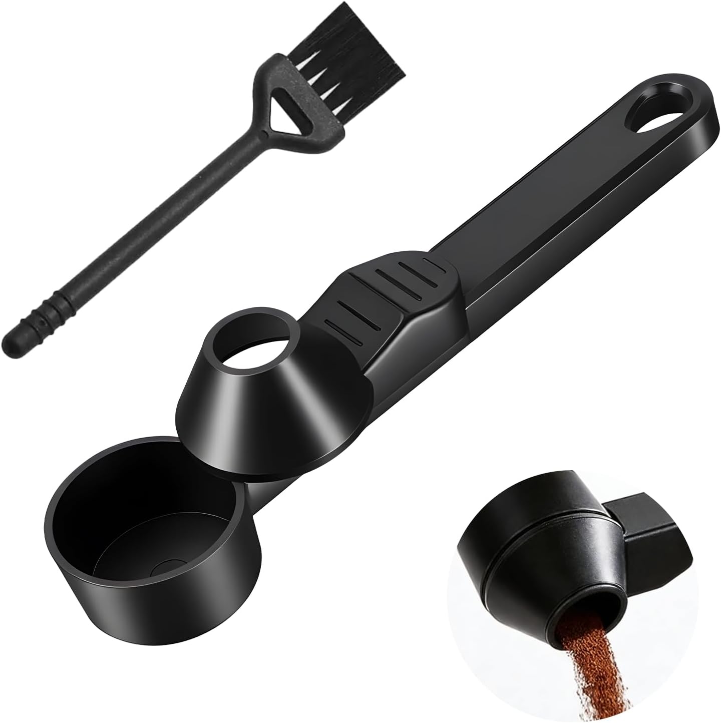 Coffee Scoop & Funnel for Reusable Refillable Coffee Pods Scoop with Funnel for Ground Coffees Mess-Free Measuring Spoon 2 Tablespoon Capacity Scooper Tea without Spilling with a Brush