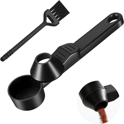 Coffee Scoop & Funnel for Reusable Refillable Coffee Pods Scoop with Funnel for Ground Coffees Mess-Free Measuring Spoon 2 Tablespoon Capacity Scooper Tea without Spilling with a Brush
