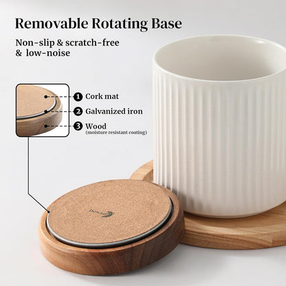 360° Rotating Extra Large Cooking Utensil Holder, 7.6" Kitchen Utensil Holder for Countertop, Utensil Crock for Farmhouse Kitchen Decor, Ceramic Stable Utensil Caddy, Blue