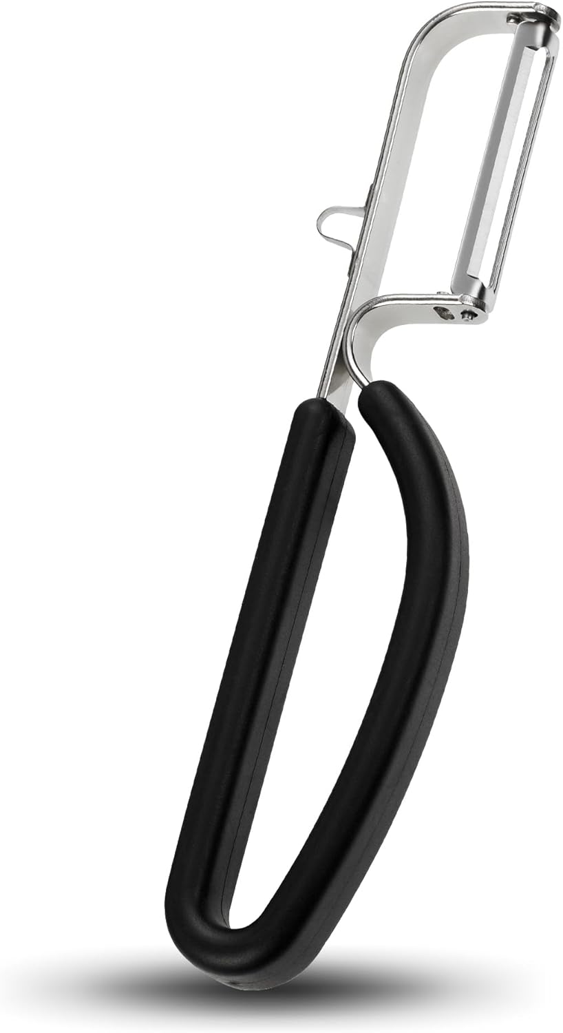 Germany Julienne Vegetable Y Peeler 5.1 x 2.3 Inches / 13 cm x 6 cm | Stainless Steel Cutter & Slicer for Carrot, Potato & Apple | Veggie Zoodles Maker | Non-slip Comfortable Handle - Black