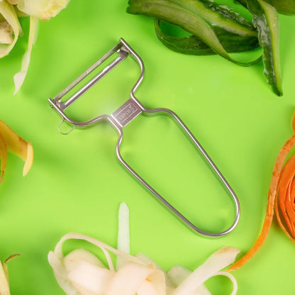 Germany Julienne Vegetable Y Peeler 5.1 x 2.3 Inches / 13 cm x 6 cm | Stainless Steel Cutter & Slicer for Carrot, Potato & Apple | Veggie Zoodles Maker | Non-slip Comfortable Handle - Black