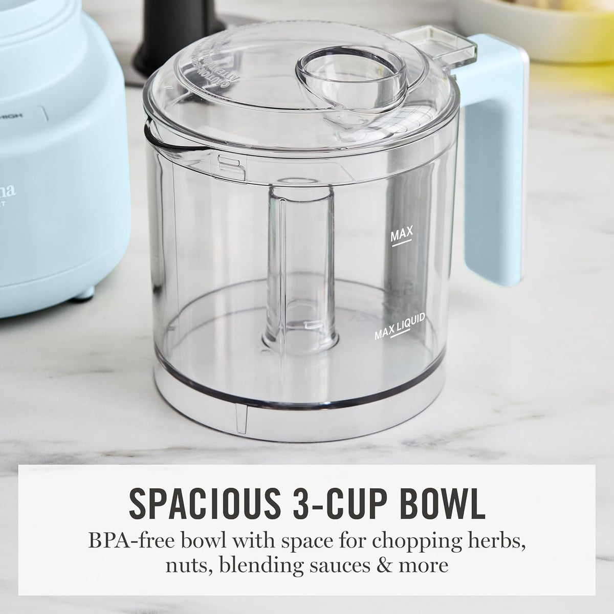 3 Cup Electric Vegetable Chopper & Mini Food Processor, Blue