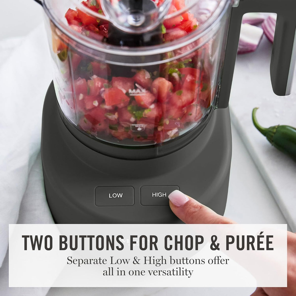 3 Cup Electric Vegetable Chopper & Mini Food Processor, Blue