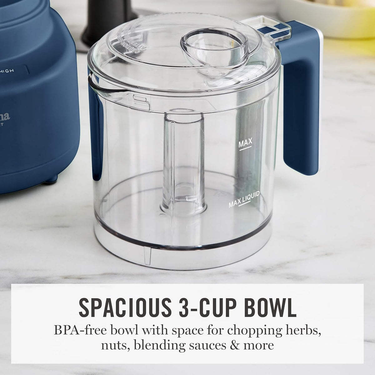 3 Cup Electric Vegetable Chopper & Mini Food Processor, Blue