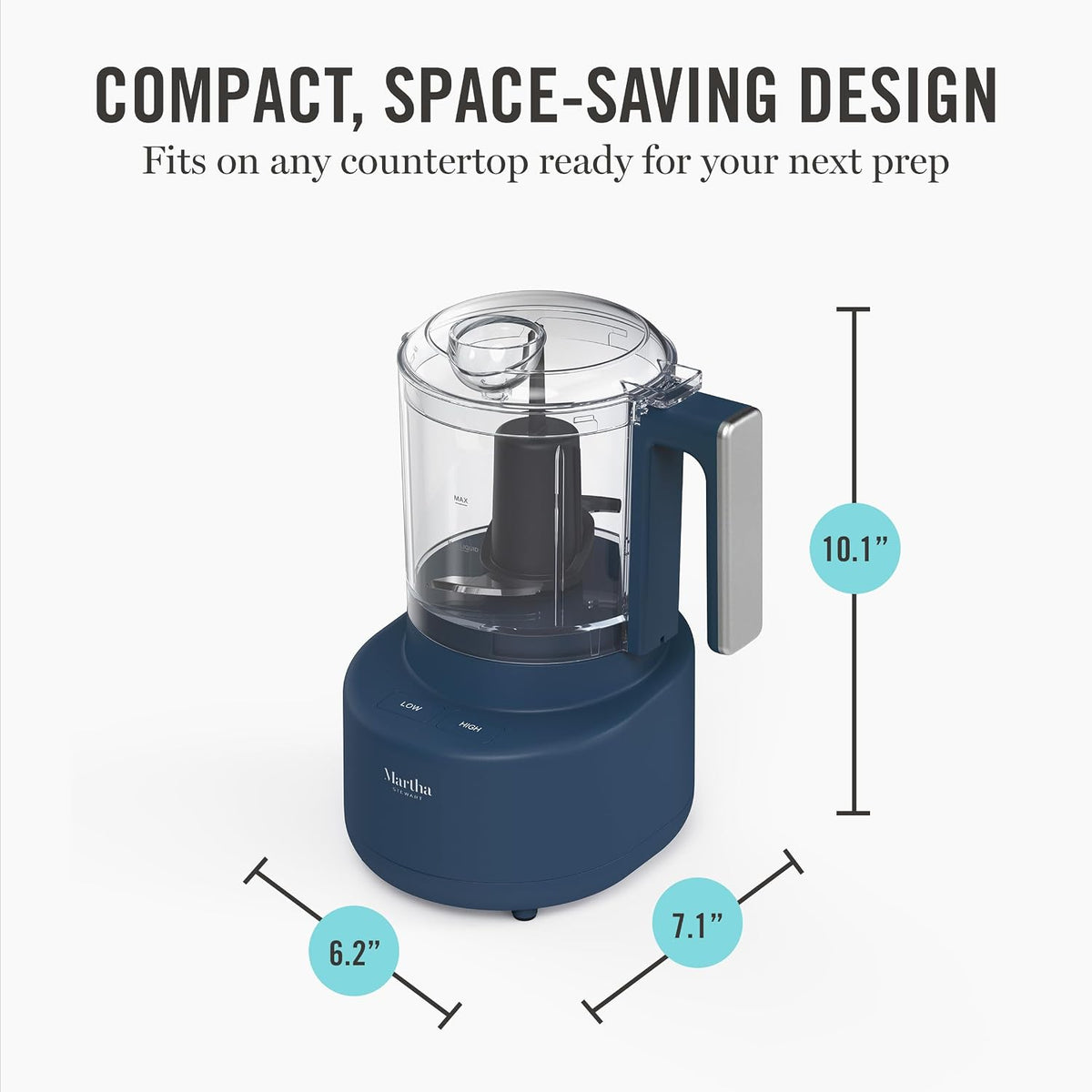 3 Cup Electric Vegetable Chopper & Mini Food Processor, Blue