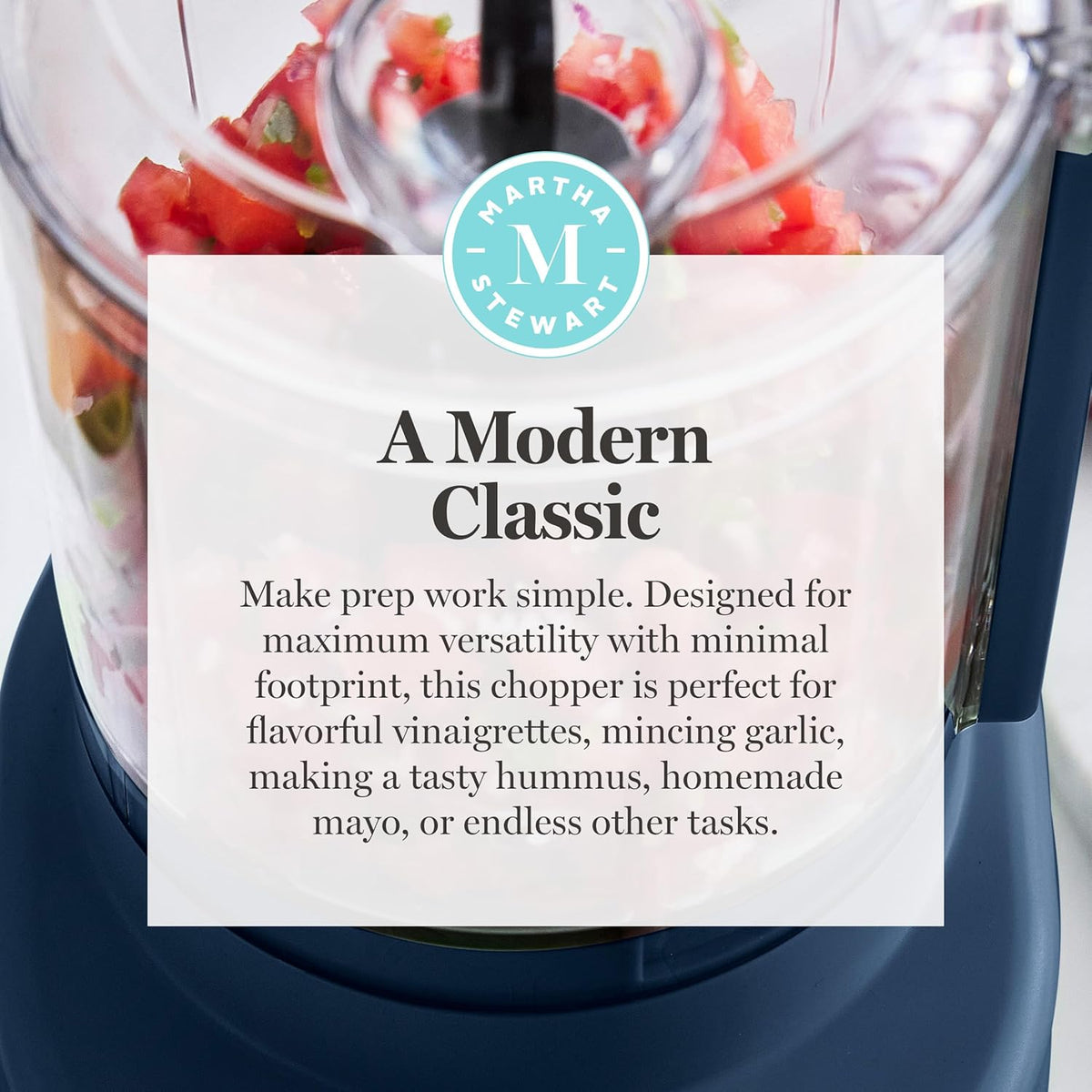 3 Cup Electric Vegetable Chopper & Mini Food Processor, Blue