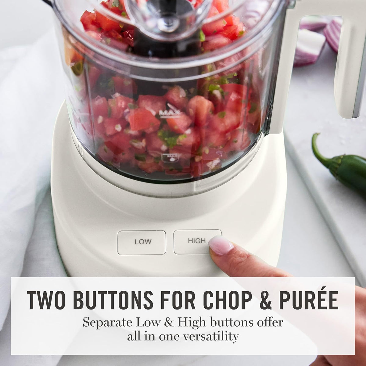 3 Cup Electric Vegetable Chopper & Mini Food Processor, Blue