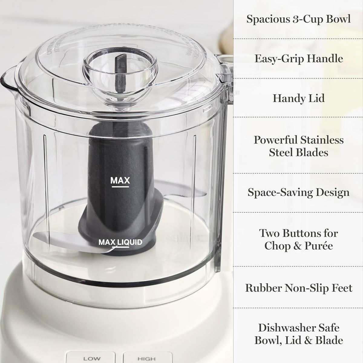 3 Cup Electric Vegetable Chopper & Mini Food Processor, Blue