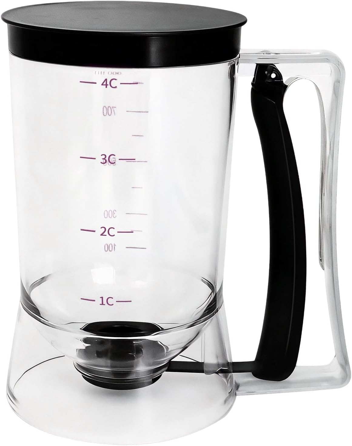 Pancake Batter Dispenser, Kitchen Must Have Tool for Perfect Pancakes, Cupcake, Waffle, Cake & Crepe, Batter Separator Maker with Measuring Label, Easy Pour Baking Supplies for Griddle (Purple)
