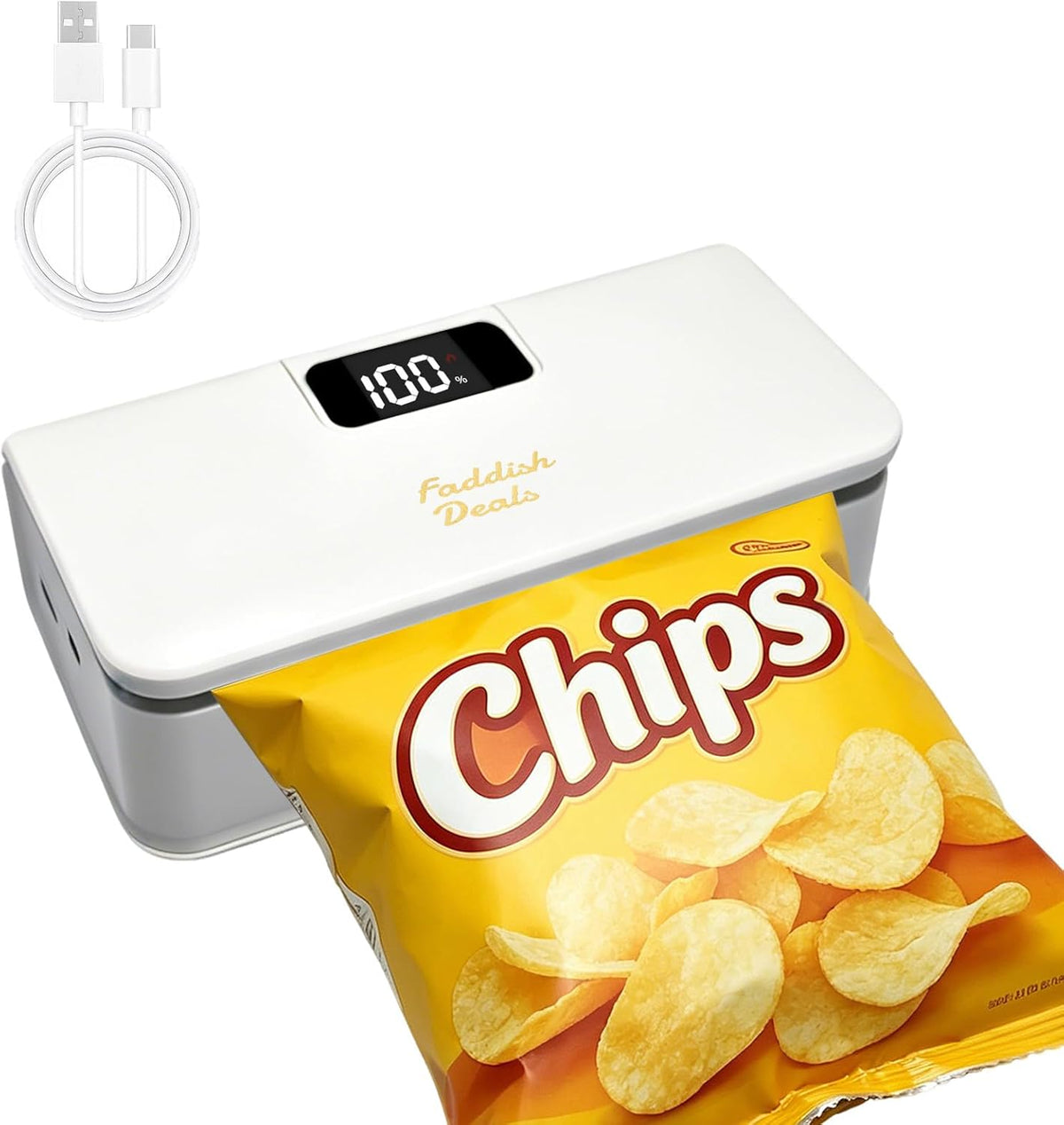 Mini Bag Sealer, 4.7" Rechargeable Heat Sealer and Cutter | Portable Sealer Machine with LED Power Display, with 6 Adjustable Gears, Capper Bag Resealer for Chips Snacks Mylar Bags
