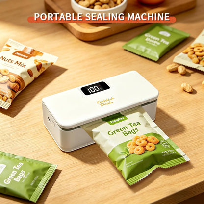 Mini Bag Sealer, 4.7" Rechargeable Heat Sealer and Cutter | Portable Sealer Machine with LED Power Display, with 6 Adjustable Gears, Capper Bag Resealer for Chips Snacks Mylar Bags
