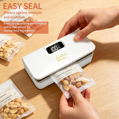 Mini Bag Sealer, 4.7" Rechargeable Heat Sealer and Cutter | Portable Sealer Machine with LED Power Display, with 6 Adjustable Gears, Capper Bag Resealer for Chips Snacks Mylar Bags