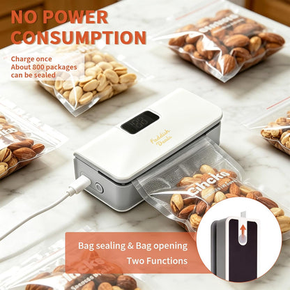 Mini Bag Sealer, 4.7" Rechargeable Heat Sealer and Cutter | Portable Sealer Machine with LED Power Display, with 6 Adjustable Gears, Capper Bag Resealer for Chips Snacks Mylar Bags