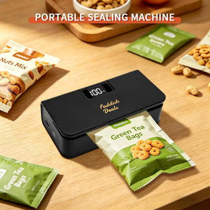 Mini Bag Sealer, 4.7" Rechargeable Heat Sealer and Cutter | Portable Sealer Machine with LED Power Display, with 6 Adjustable Gears, Capper Bag Resealer for Chips Snacks Mylar Bags