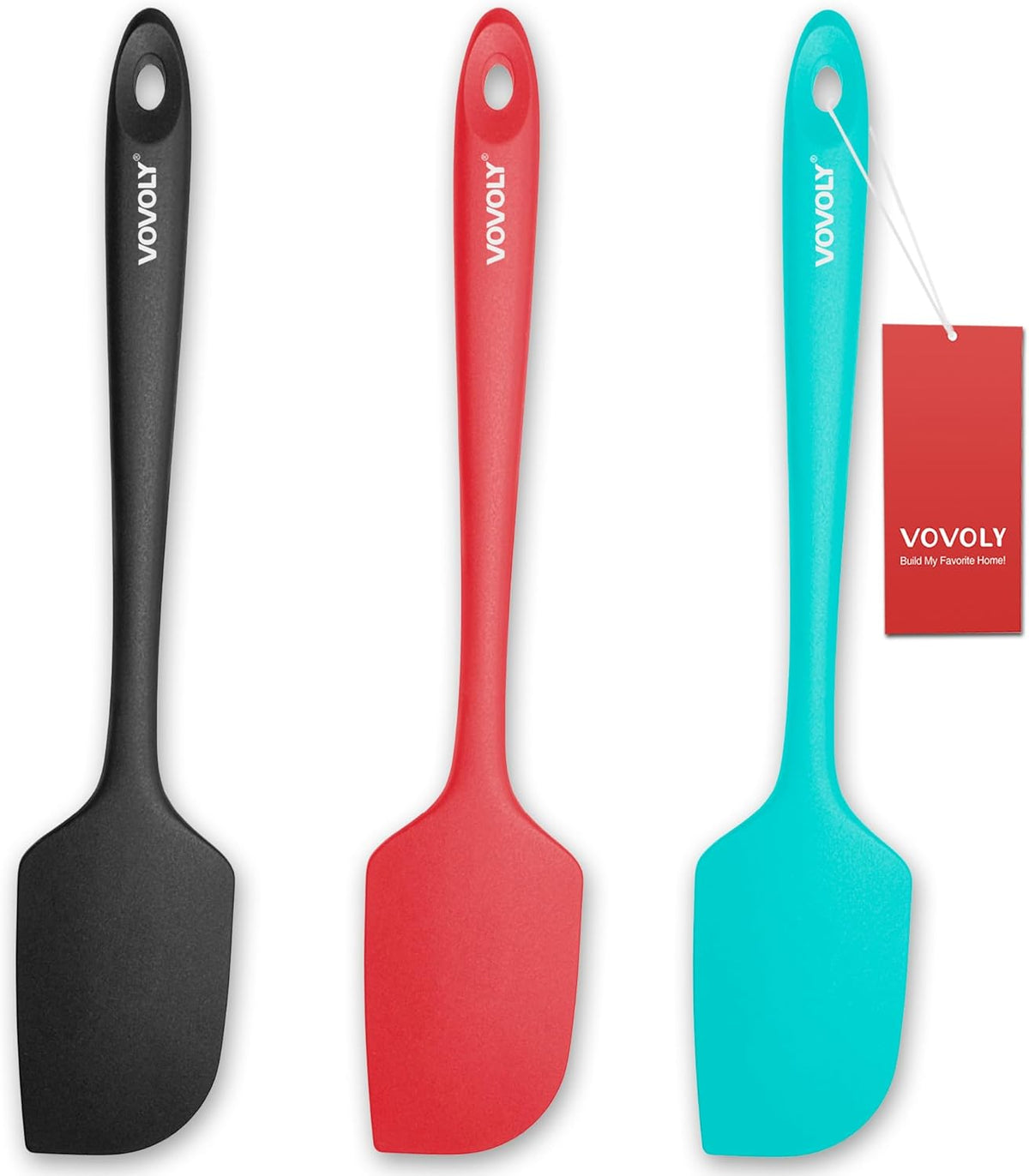 Silicone Spatula for Kitchen, 600°F Heat resistant Spatulas for Baking, Cooking, Scraping,and Mixing, Non Stick Kitchen Utensils, BPA Free, 11.2 IN, 3 Pack, Black