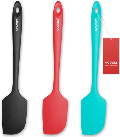 Silicone Spatula for Kitchen, 600°F Heat resistant Spatulas for Baking, Cooking, Scraping,and Mixing, Non Stick Kitchen Utensils, BPA Free, 11.2 IN, 3 Pack, Black