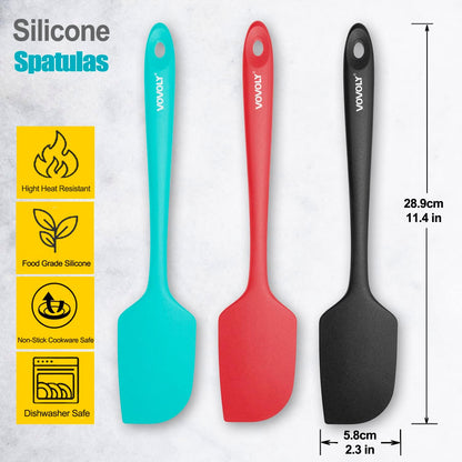 Silicone Spatula for Kitchen, 600°F Heat resistant Spatulas for Baking, Cooking, Scraping,and Mixing, Non Stick Kitchen Utensils, BPA Free, 11.2 IN, 3 Pack, Black