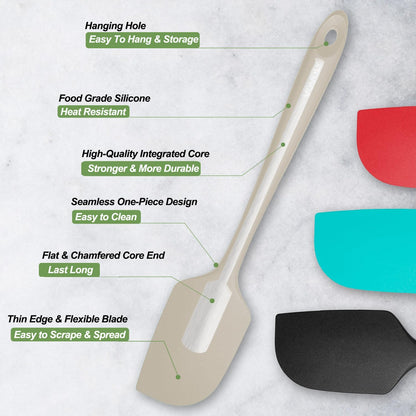 Silicone Spatula for Kitchen, 600°F Heat resistant Spatulas for Baking, Cooking, Scraping,and Mixing, Non Stick Kitchen Utensils, BPA Free, 11.2 IN, 3 Pack, Black