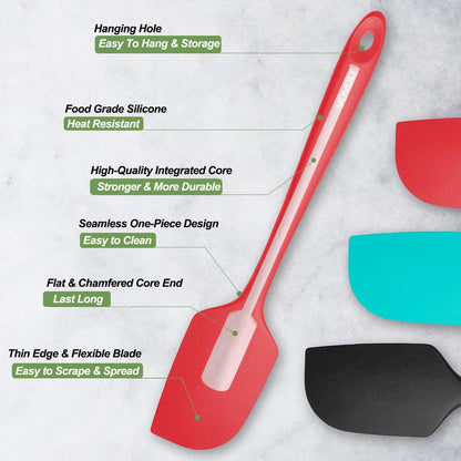 Silicone Spatula for Kitchen, 600°F Heat resistant Spatulas for Baking, Cooking, Scraping,and Mixing, Non Stick Kitchen Utensils, BPA Free, 11.2 IN, 3 Pack, Black