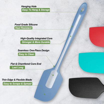 Silicone Spatula for Kitchen, 600°F Heat resistant Spatulas for Baking, Cooking, Scraping,and Mixing, Non Stick Kitchen Utensils, BPA Free, 11.2 IN, 3 Pack, Black