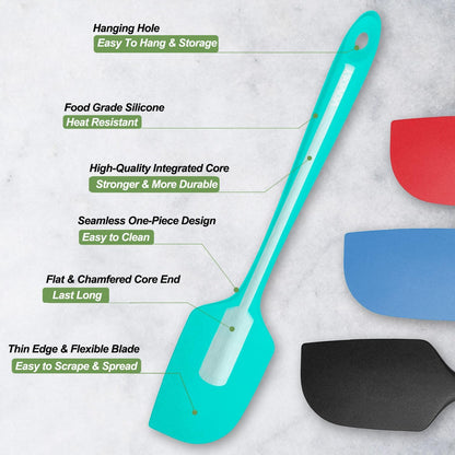 Silicone Spatula for Kitchen, 600°F Heat resistant Spatulas for Baking, Cooking, Scraping,and Mixing, Non Stick Kitchen Utensils, BPA Free, 11.2 IN, 3 Pack, Black