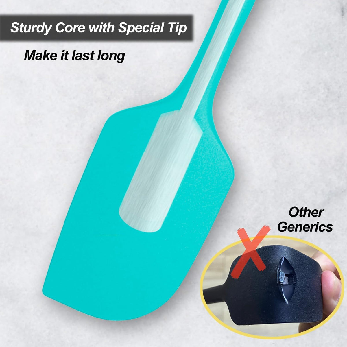 Silicone Spatula for Kitchen, 600°F Heat resistant Spatulas for Baking, Cooking, Scraping,and Mixing, Non Stick Kitchen Utensils, BPA Free, 11.2 IN, 3 Pack, Black