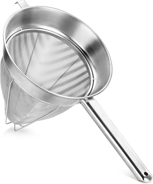 Chinois Mesh Strainer, Stainless Steel, Reinforced, Extra Fine Mesh, 10-Inch