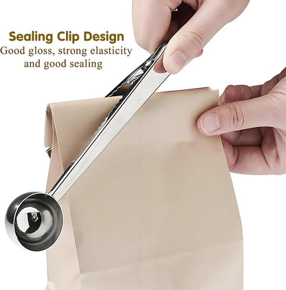 Coffee Scoop Spoon with Bag Clip, Silver, 1 Tbsp, 15ML