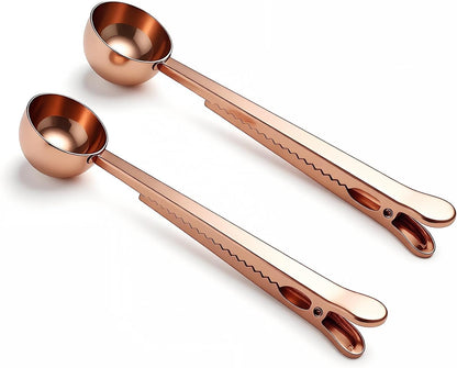 Coffee Scoop Spoon with Bag Clip, Silver, 1 Tbsp, 15ML