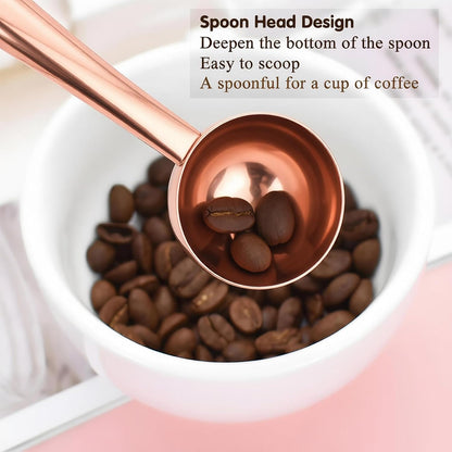 Coffee Scoop Spoon with Bag Clip, Silver, 1 Tbsp, 15ML