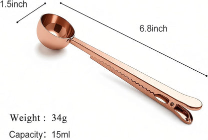 Coffee Scoop Spoon with Bag Clip, Silver, 1 Tbsp, 15ML