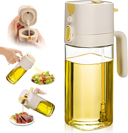 Oil Sprayer for Cooking, Upgraded Olive Sprayer Bottle, Air Fryer Accessories, Mister 7oz/200ml Vinegar Spritzer, Kitchen Gadgets for Salad, BBQ, Roasting (Glass-C (Upgraded))