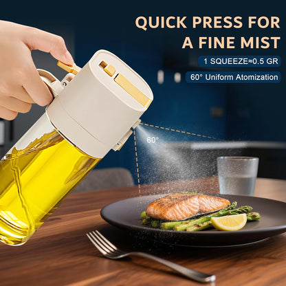 Oil Sprayer for Cooking, Upgraded Olive Sprayer Bottle, Air Fryer Accessories, Mister 7oz/200ml Vinegar Spritzer, Kitchen Gadgets for Salad, BBQ, Roasting (Glass-C (Upgraded))
