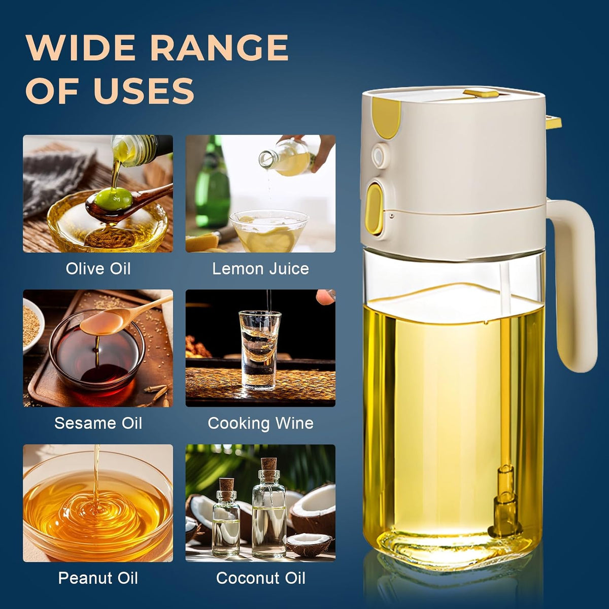 Oil Sprayer for Cooking, Upgraded Olive Sprayer Bottle, Air Fryer Accessories, Mister 7oz/200ml Vinegar Spritzer, Kitchen Gadgets for Salad, BBQ, Roasting (Glass-C (Upgraded))