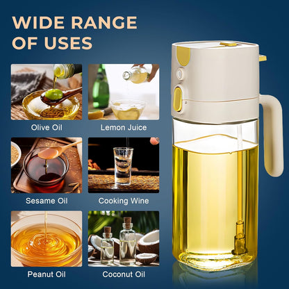 Oil Sprayer for Cooking, Upgraded Olive Sprayer Bottle, Air Fryer Accessories, Mister 7oz/200ml Vinegar Spritzer, Kitchen Gadgets for Salad, BBQ, Roasting (Glass-C (Upgraded))