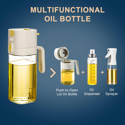 Oil Sprayer for Cooking, Upgraded Olive Sprayer Bottle, Air Fryer Accessories, Mister 7oz/200ml Vinegar Spritzer, Kitchen Gadgets for Salad, BBQ, Roasting (Glass-C (Upgraded))