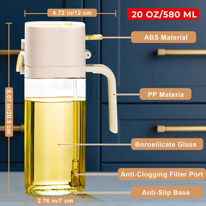 Oil Sprayer for Cooking, Upgraded Olive Sprayer Bottle, Air Fryer Accessories, Mister 7oz/200ml Vinegar Spritzer, Kitchen Gadgets for Salad, BBQ, Roasting (Glass-C (Upgraded))