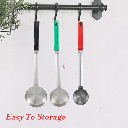 6Pcs Portion Control Serving Spoons, Portion Scoops Cups Solid and Slotted Stainless Steel Ladle Spoon for Food, Measuring Serving Utensils for Restaurants (6OZ, 4OZ, 2OZ)