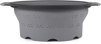 10" Collapsible Silicone Colander in Cream, Kitchen Strainer with Handles, 15.1 Cup Capacity | BPA-Free, Heat-Resistant, Space-Saving Kitchen Tool