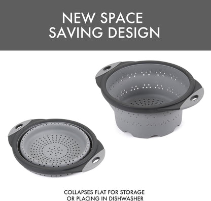 10" Collapsible Silicone Colander in Cream, Kitchen Strainer with Handles, 15.1 Cup Capacity | BPA-Free, Heat-Resistant, Space-Saving Kitchen Tool