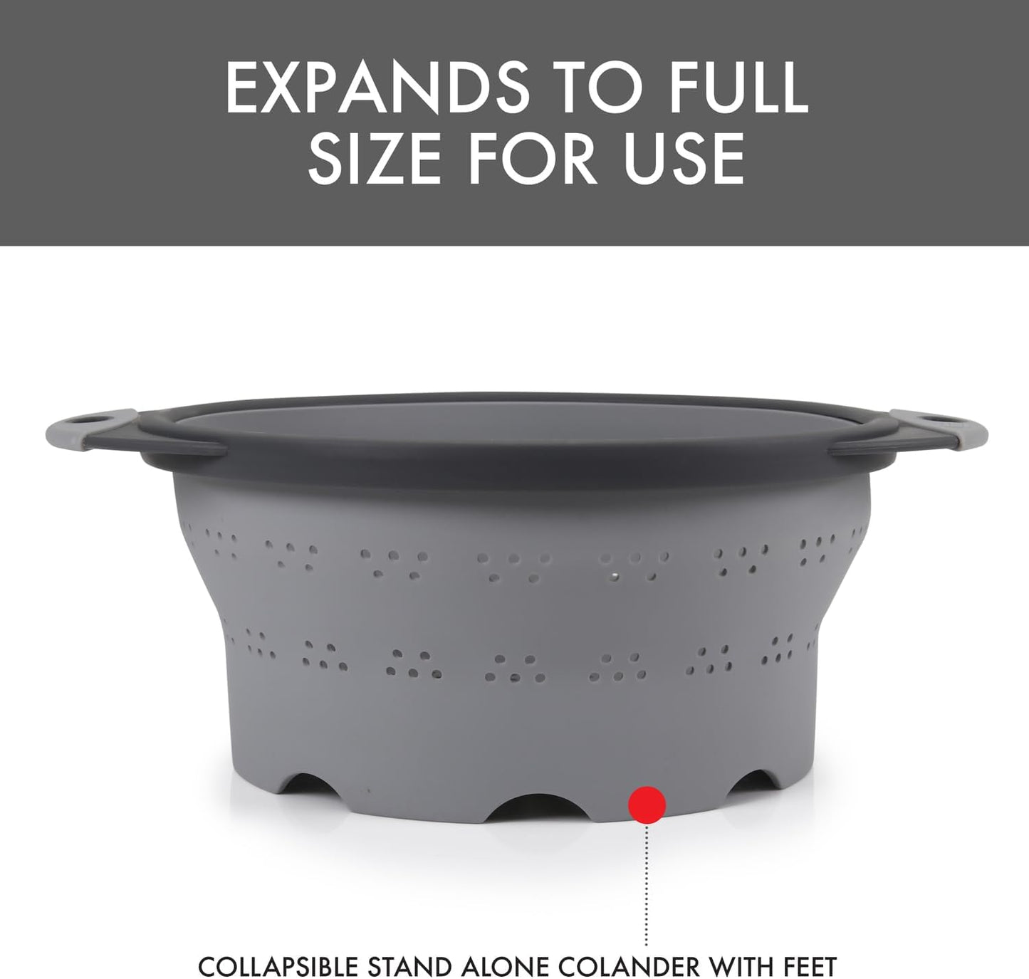 10" Collapsible Silicone Colander in Cream, Kitchen Strainer with Handles, 15.1 Cup Capacity | BPA-Free, Heat-Resistant, Space-Saving Kitchen Tool