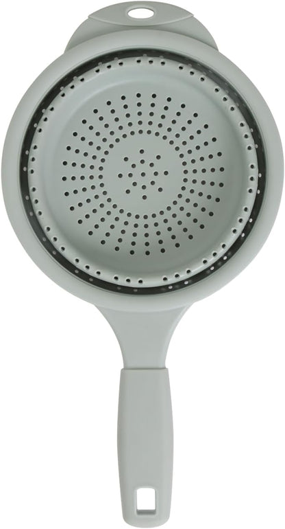 10" Collapsible Silicone Colander in Cream, Kitchen Strainer with Handles, 15.1 Cup Capacity | BPA-Free, Heat-Resistant, Space-Saving Kitchen Tool