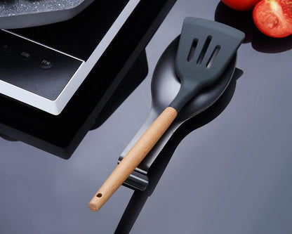 Matte Silver Spoon Rest, Stainless Steel Spoon Holder for Stove Top, kitchen utensils Holder for Ladles, Tongs, Spatula, Stove Spoon Holder, Pot Lid Holder, Dishwasher Safe (1PC-9.5 Inch)