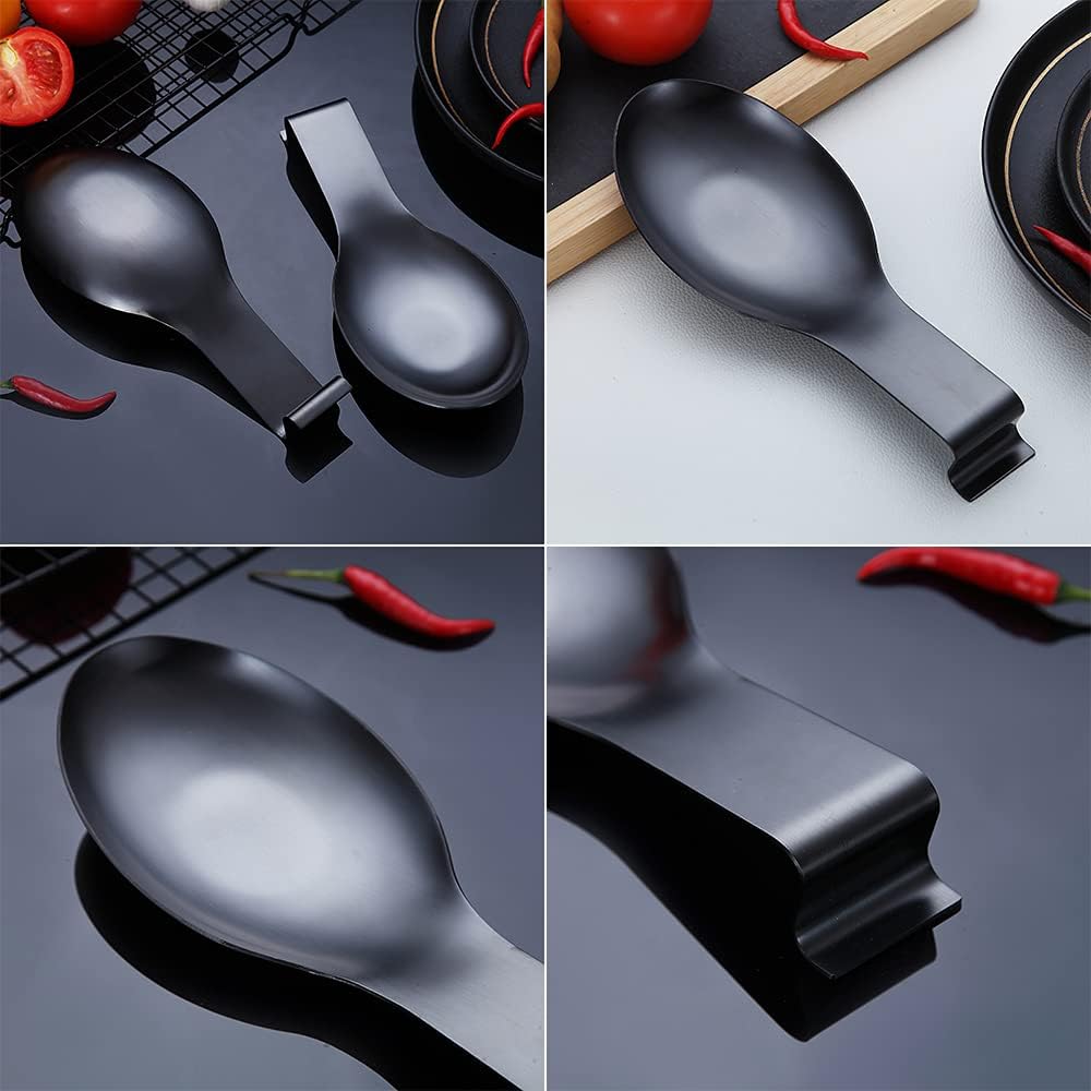 Matte Silver Spoon Rest, Stainless Steel Spoon Holder for Stove Top, kitchen utensils Holder for Ladles, Tongs, Spatula, Stove Spoon Holder, Pot Lid Holder, Dishwasher Safe (1PC-9.5 Inch)