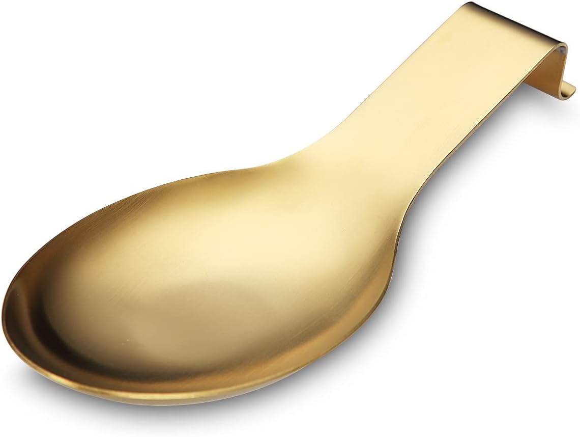 Matte Silver Spoon Rest, Stainless Steel Spoon Holder for Stove Top, kitchen utensils Holder for Ladles, Tongs, Spatula, Stove Spoon Holder, Pot Lid Holder, Dishwasher Safe (1PC-9.5 Inch)